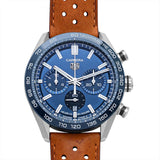 Tag Heuer Carrera Automatic Chronograph Blue Dial Brown Leather Strap Watch for Men - CBN2A1A.FC6537 Authentic Buy Shop Now