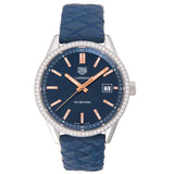 Tag Heuer Carrera Quartz Diamonds Blue Dial Blue Leather Strap Watch for Women - WAR1114.FC6391 Authentic Buy Shop Now