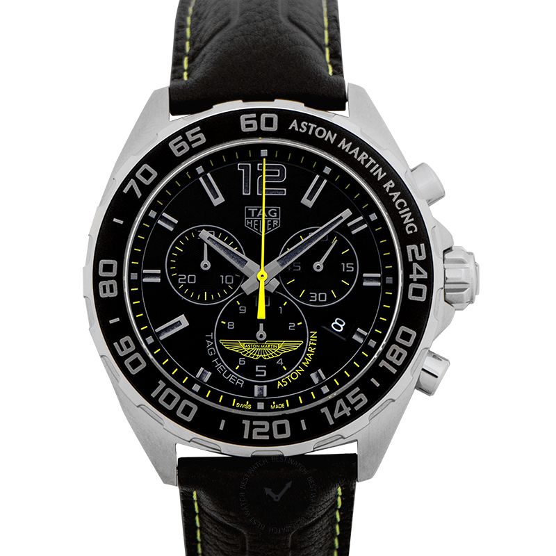 Tag Heuer Formula 1 Aston Martin Black Dial Black Leather Strap Watch for Men - CAZ101P.FC8245 Authentic Buy Shop Now