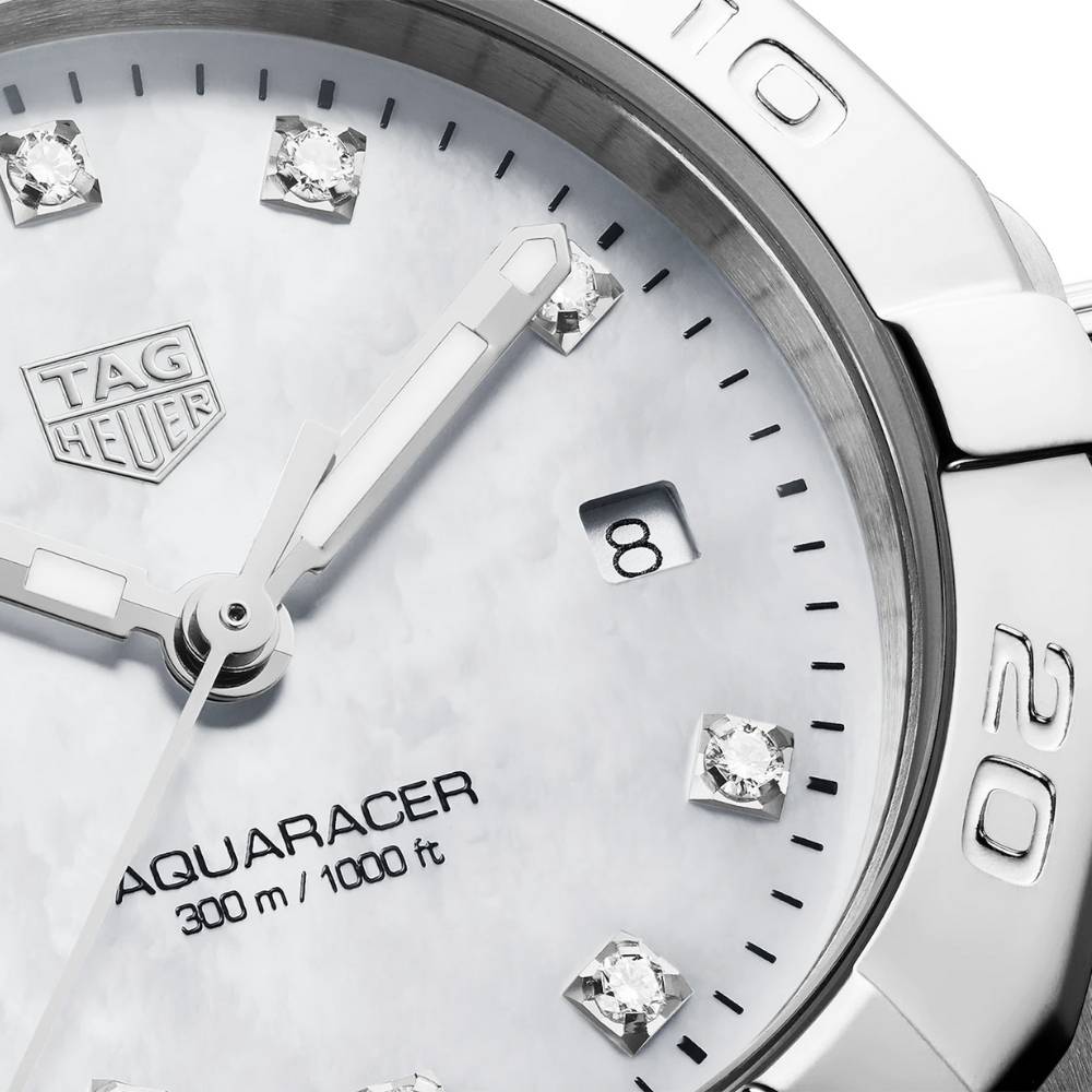 Tag Heuer Aquaracer Diamonds Mother of Pearl Dial Silver Steel Strap Watch for Women - WBD1414.BA0741 Authentic Buy Shop Now