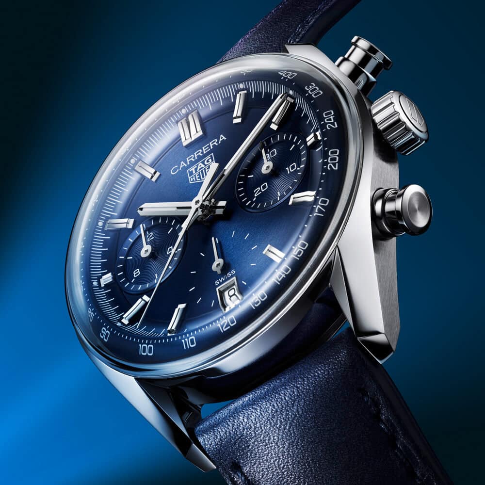 Tag Heuer Carrera Chronograph Blue Dial Blue Leather Strap Watch for Men - CBS2212.FC6535 Authentic Buy Shop Now