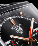 Tag Heuer Monaco Automatic Chronograph Black Dial Black Leather Strap Watch for Men - CBL2180.FC6497 Authentic Buy Shop Now