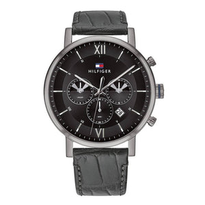 Tommy Hilfiger Evan Black Dial Black Leather Strap Watch for Men - 1710395 Authentic Buy Shop Now