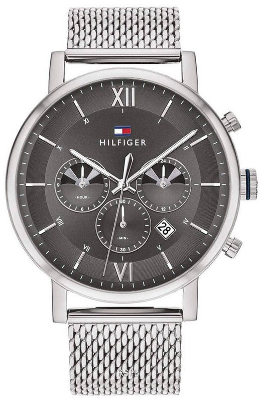 Tommy Hilfiger Evan Grey Dial Silver Mesh Bracelet Watch for Men - 1710396 Authentic Buy Shop Now