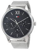 Tommy Hilfiger Damon Quartz Chronograph Black Dial Silver Mesh Bracelet Watch for Men - 1791415 Authentic Buy Shop Now