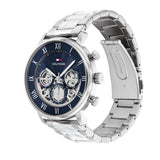 Tommy Hilfiger Legend Chronograph Blue Dial Silver Steel Strap Watch For Men - 1710569 Authentic Buy Shop Now