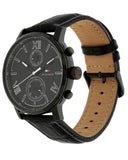 Tommy Hilfiger Aden Chronograph Black Dial Black Leather Strap Watch for Men - 1791310 Authentic Buy Shop Now