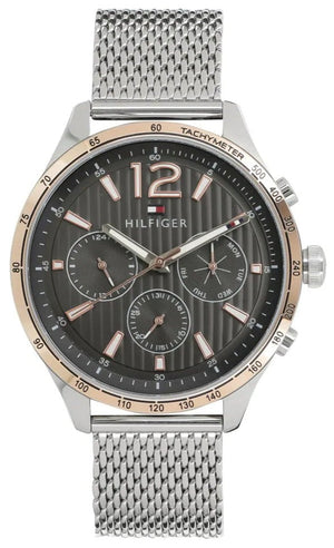 Tommy Hilfiger Gavin Chronograph Quartz Grey Dial Silver Mesh Bracelet Watch for Men - 1791466 Authentic Buy Shop Now