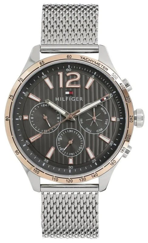 Tommy Hilfiger Gavin Chronograph Quartz Grey Dial Silver Mesh Bracelet Watch for Men - 1791466 Authentic Buy Shop Now