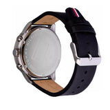 Tommy Hilfiger Chase Chronograph Quartz Grey Dial Black Leather Strap Watch For Men - 1791488 Authentic Buy Shop Now