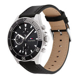 Tommy Hilfiger Larson Chronograph Black Dial Black Leather Strap Watch For Men - 1791984 Authentic Buy Shop Now