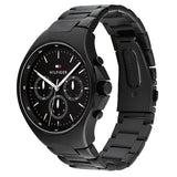 Tommy Hilfiger Justin Chronograph Black Dial Black Steel Strap Watch For Men - 1792055 Authentic Buy Shop Now