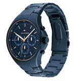 Tommy Hilfiger Justin Chronograph Blue Dial Blue Steel Strap Watch For Men - 1792058 Authentic Buy Shop Now
