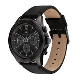 Tommy Hilfiger Lars Chronograph Black Dial Black Leather Strap Watch For Men - 1792062 Authentic Buy Shop Now