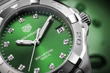 Tag Heuer Aquaracer Diamonds Emerald Green Dial Silver Steel Strap Watch for Women - WBD1316.BA0740 Authentic Buy Shop Now