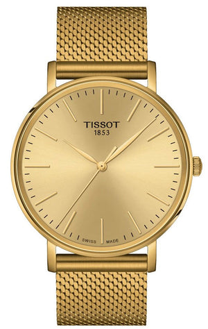 Tissot Everytime Gent Gold Dial Gold Mesh Bracelet Watch for Men - T143.410.33.021.00 Authentic Buy Shop Now