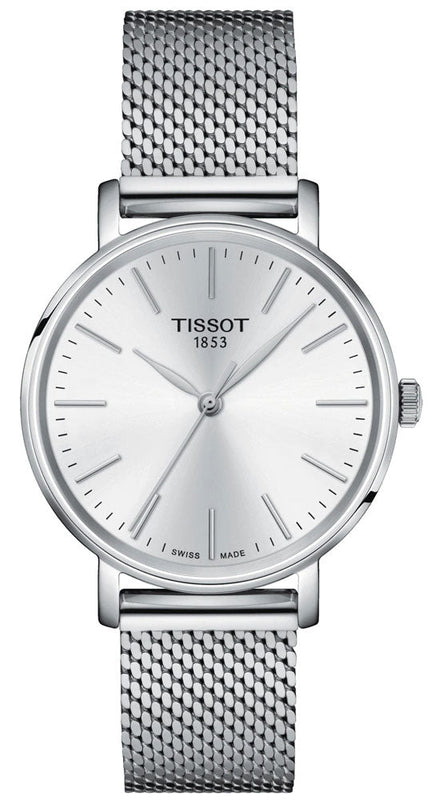 Tissot Everytime Lady Silver Dial Silver Mesh Bracelet Watch for Women - T143.210.11.011.00 Authentic Buy Shop Now