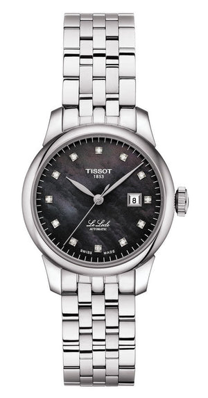 Tissot Le Locle Automatic Diamonds Mother of Pearl Black Dial Silver Steel Strap Watch For Women - T006.207.11.126.00 Authentic Buy Shop Now