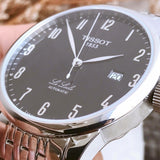 Tissot T Classic Powermatic 80 Black Dial Silver Steel Strap Watch For Men - T41.1.483.52 Authentic Buy Shop Now