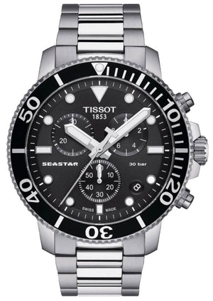 Tissot Seastar 1000 Chronograph Black Dial Silver Steel Strap Watch For Men - T120.417.11.051.00 Authentic Buy Shop Now