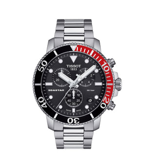 Tissot Seastar 1000 Chronograph Black Dial Silver Steel Strap Watch For Men - T120.417.11.051.01 Authentic Buy Shop Now