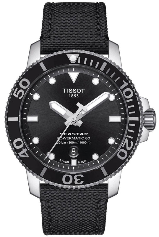 Tissot Seastar 1000 Powermatic 80 Black Dial Black Nylon Strap Watch For Men - T120.407.17.051.00 Authentic Buy Shop Now