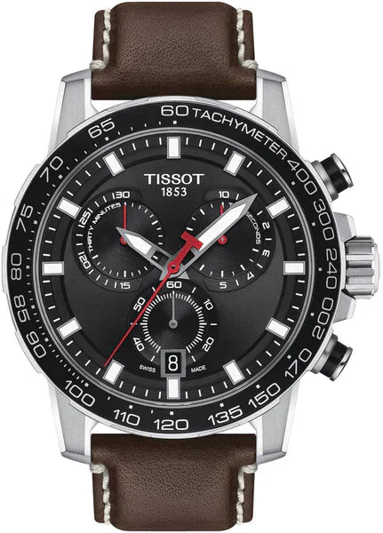 Tissot Supersport Chrono Black Dial Brown Leather Strap Watch for Men - T125.617.16.051.01 Authentic Buy Shop Now