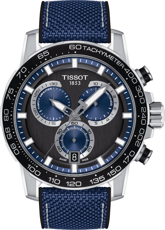 Tissot Supersport Chrono Black Dial Blue Nylon Strap Watch for Men - T125.617.17.051.03 Authentic Buy Shop Now