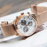 Tissot T Classic PR 100 Chronograph Silver Dial Rose Gold Mesh Bracelet Watch For Men - T101.417.33.031.01 Authentic Buy Shop Now