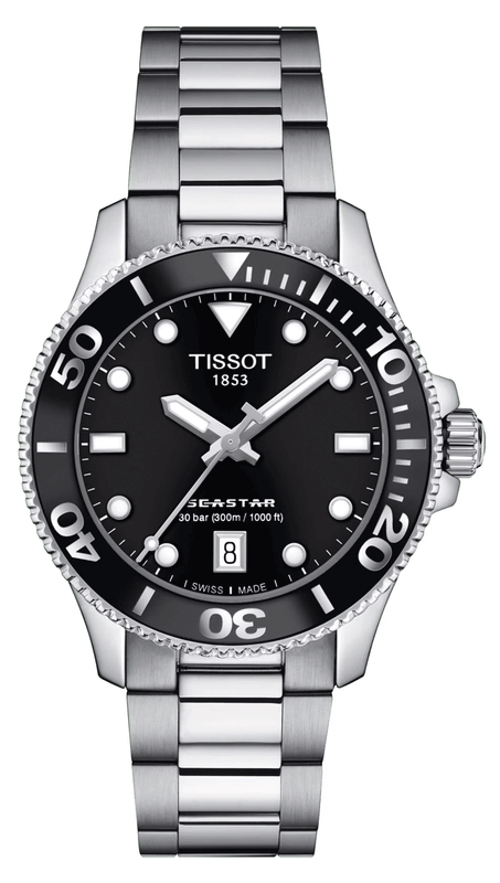 Tissot Seastar 1000 Lady Black Dial Silver Steel Strap Watch for Women - T120.210.11.051.00 Authentic Buy Shop Now