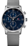 Tommy Hilfiger Kane Quartz Blue Dial Silver Mesh Bracelet Watch for Men - 1791398 Authentic Buy Shop Now