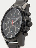 Tommy Hilfiger Mason Chronograph Black Dial Black Steel Strap Watch For Men - 1791935 Authentic Buy Shop Now