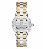 Tory Burch The Tory Chronograph White Dial Two Tone Steel Strap Watch for Women - TBW1052 Authentic Buy Shop Now