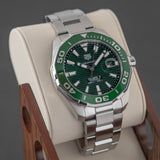 Tag Heuer Aquaracer Calibre 5 Green Dial Silver Steel Strap Watch for Men - WAY201S.BA0927 Authentic Buy Shop Now