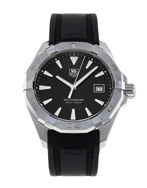 Tag Heuer Aquaracer Quartz Black Dial Black Rubber Strap Watch for Men - WAY1110.FT8021 Authentic Buy Shop Now