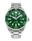 Tag Heuer Aquaracer Calibre 5 Green Dial Silver Steel Strap Watch for Men - WAY201S.BA0927 Authentic Buy Shop Now