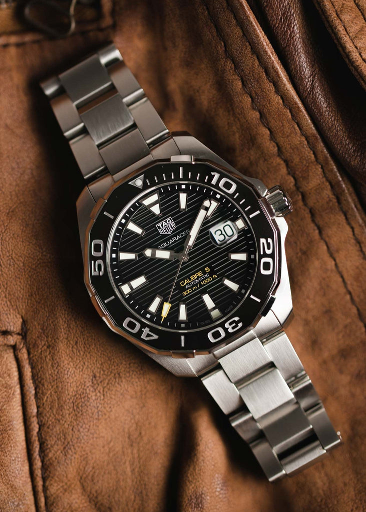 Tag Heuer Aquaracer Black Dial Silver Steel Strap Strap Watch for Men - WAY201A.BA0927 Authentic Buy Shop Now