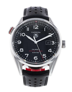 Tag Heuer Carrera Calibre 5 Drive Timer Black Dial Black Leather Strap Watch for Men - WAR2A10.FC6337 Authentic Buy Shop Now