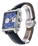 Tag Heuer Monaco Automatic Chronograph Blue Dial Blue Leather Strap Watch for Men - CBL2111.FC6453 Authentic Buy Shop Now