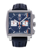 Tag Heuer Monaco Gulf Automatic Chronograph Blue Dial Blue Leather Strap Watch for Men - CBL2115.FC6494 Authentic Buy Shop Now