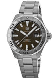 Tag Heuer Aquaracer Calibre 5 Automatic Sunray Brown Dial Silver Steel Strap Watch for Men - WAY2018.BA0927 Authentic Buy Shop Now