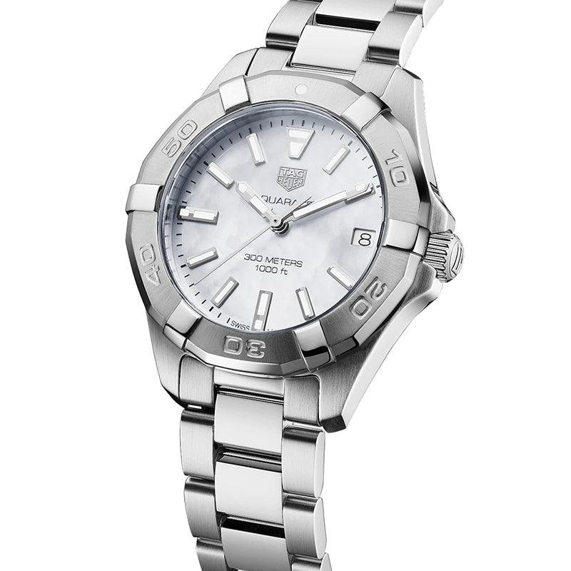 Tag Heuer Aquaracer White Mother of Pearl Dial Silver Steel Strap Watch for Women - WBD1311.BA0740 Authentic Buy Shop Now