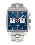 Tag Heuer Monaco Automatic Chronograph Blue Dial Silver Steel Strap Watch for Men - CBL2111.BA0644 Authentic Buy Shop Now