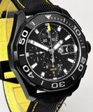 Tag Heuer Aquaracer Chronograph PVD Black Dial Black Nylon Strap Watch for Men - CAY218A.FC6361 Authentic Buy Shop Now