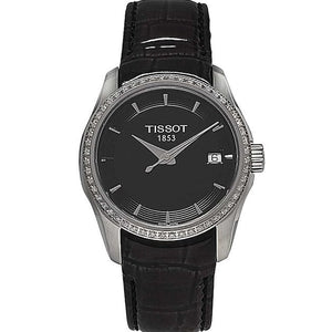 Tissot T Trend Couturier Diamonds Black Dial Black Leather Strap Watch for Women - T035.210.66.051.00 Authentic Buy Shop Now