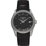 Tissot T Trend Couturier Diamonds Black Dial Black Leather Strap Watch for Women - T035.210.66.051.00 Authentic Buy Shop Now
