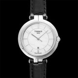 Tissot T Lady Flamingo Mother of Pearl White Dial Black Leather Strap Watch for Women - T094.210.16.111.00 Authentic Buy Shop Now