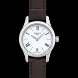 Tissot Tradition 5.5 Lady Silver Dial Brown Leather Strap Watch for Women - T063.009.16.018.00 Authentic Buy Shop Now