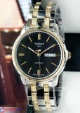 Tissot Automatics III Day Date Black Dial Two Tone Steel Strap Watch For Men - T065.430.22.051.00 Authentic Buy Shop Now
