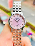 Tissot T Classic Carson Premium Pink Dial Silver Steel Strap Watch for Women - T122.210.11.159.00 Authentic Buy Shop Now